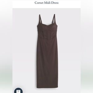 NWT Abercrombie Brown Corset Midi Dress